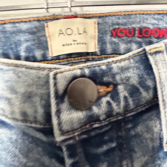 AO.LA  Alice + Olivia Whimsical Grommet Jean Sz 28 Indie High Rise MSRP $495.00 - Picture 5 of 11